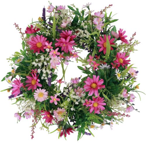 Article Couronne de fleurs couronne de porte artificielle rose violet Ø30cm H10cm