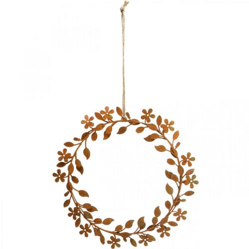 Floristik24 Couronne de fleurs décoration en métal aspect rouille décoration printanière Ø20cm 3 pcs