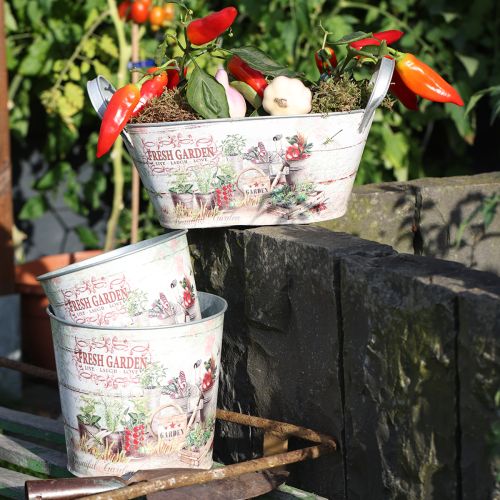 Article Petit pot de fleurs en métal coloré Fresh Garden H16cm 2pcs