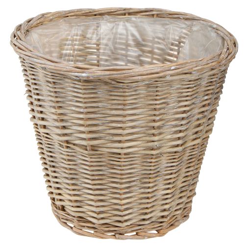 Pot de fleur panier saule naturel gris/blanc H26cm 2pcs
