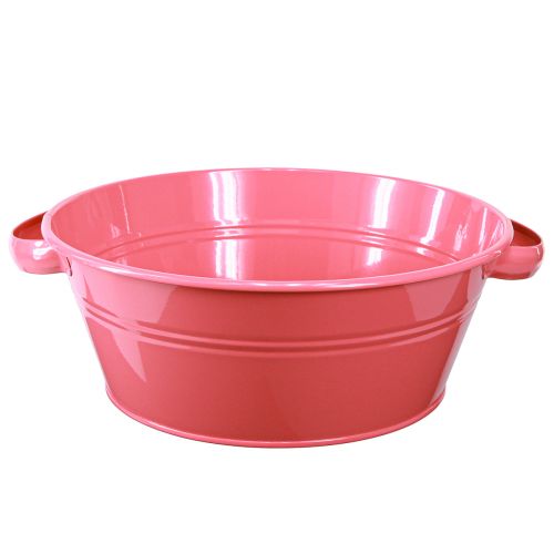 Bol à fleurs en métal rose avec anses rond Ø33,5cm