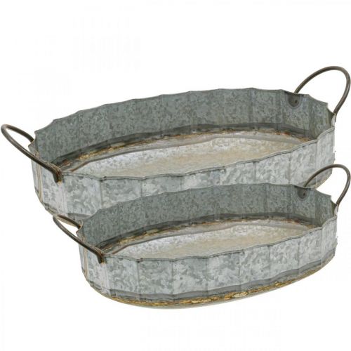 Floristik24 Coupe fleur métal zinc bol antique set de 2 L45cm/59cm