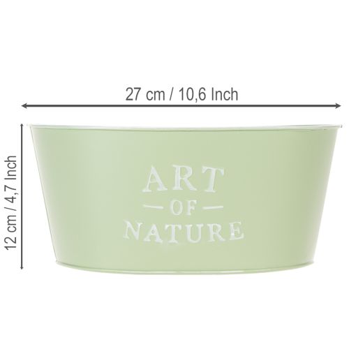 Coupe à fleurs ovale en zinc vert menthe 27×18cm H12,5cm | Floristik24.be