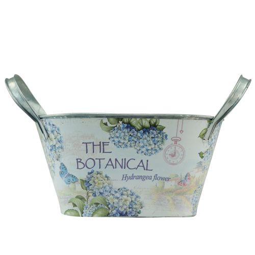 Article Bol à fleurs avec anses hortensias métal 26×13×14,5cm