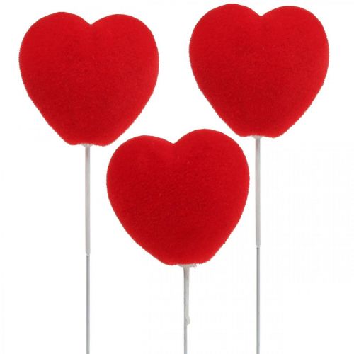 Bouchon fleur coeur décoratif bouchon coeur rouge 6x6cm H26cm 18 pcs