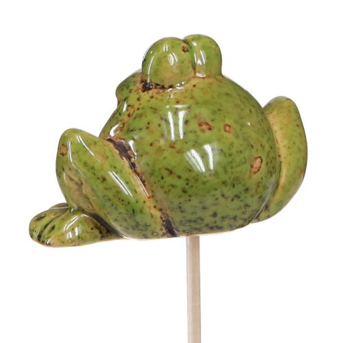 Article Bouchon à fleurs grenouille céramique vert marron 6x4x4.5cm 4 pcs