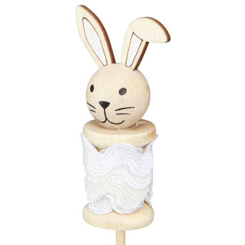 Article Bâton de fleur en bois de lapin naturel, marron, blanc L32cm 8 pcs