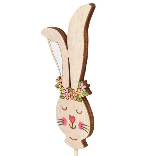 Article Piquets à fleurs Tête de lapin en bois Déco sur bâton 11cm 12pcs
