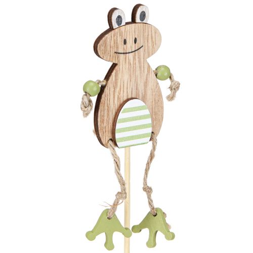 Article Pique de jardin déco en bois Grenouille Vert 3,5×7cm 12pcs