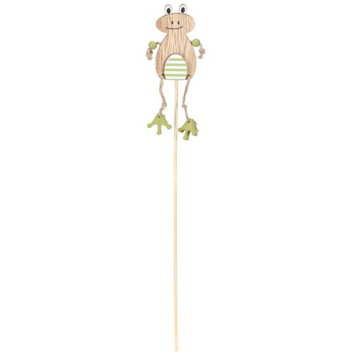 Article Pique de jardin déco en bois Grenouille Vert 3,5×7cm 12pcs