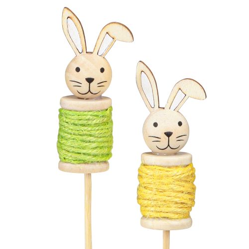 Floristik24 Piquets de fleurs Lapin de Pâques  Bois Vert Jaune 32cm 8pcs