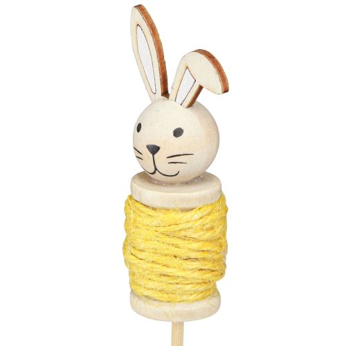 Article Piquets de fleurs Lapin de Pâques Bois Vert Jaune 32cm 8pcs