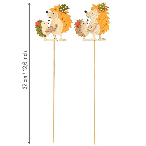 Article Bouchon de fleur hérisson avec enfant décoration d&#39;automne bois 8,5cm 8 pcs