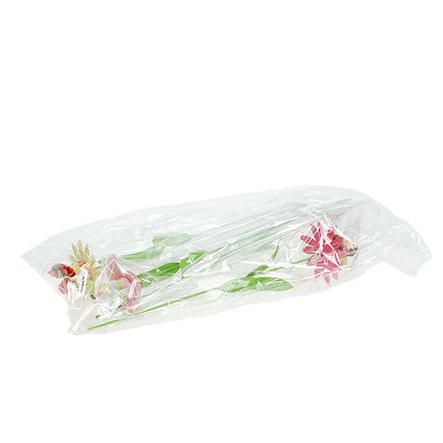 Floristik24 Pique florale en métal avec fleur 6,5 cm L. 32 cm 4 p.