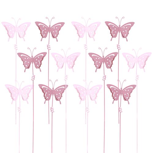 Article Bouchon fleur papillon métal rose L24cm 12 pcs