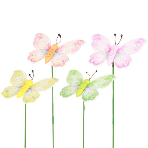 Article Bouchon de fleur papillon rose vert orange 8x5,5cm 16 pcs