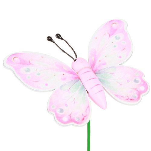 Floristik24 Bouchon de fleur papillon rose vert orange 8x5,5cm 16 pcs