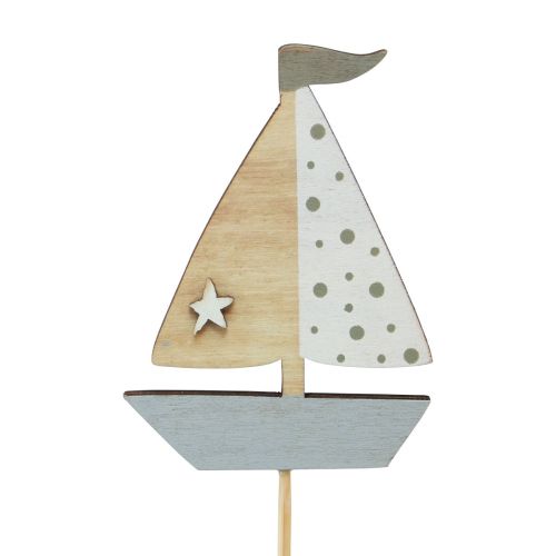 Article Bouchon fleur bateau voilier décoration bois coloré 5,5x8cm 12 pcs