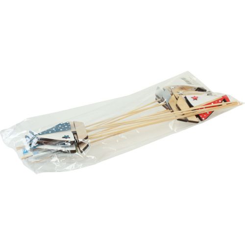 Article Bouchon fleur bateau voilier décoration bois coloré 5,5x8cm 12 pcs