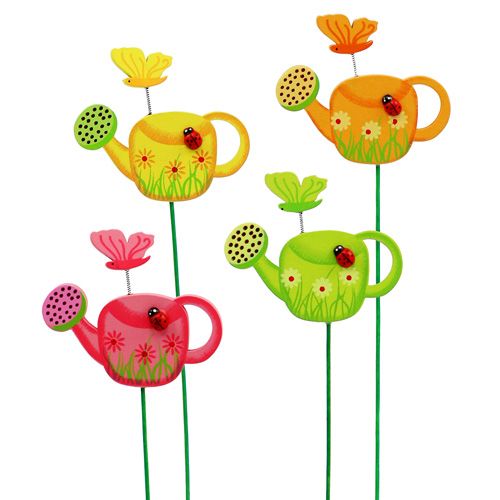 Floristik24 Bouchon fleur arrosoir bouchon de jardin coloré décoration printanière 16 pièces