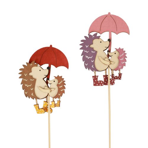 Bouchon de fleur décoration hérisson d&#39;automne bois violet, marron 7,5×8cm 8 pcs