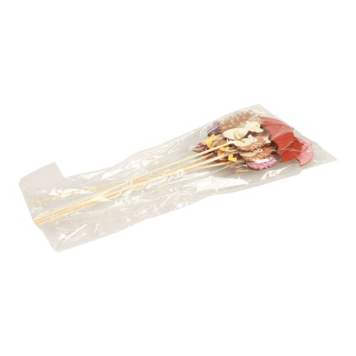 Floristik24 Bouchon de fleur décoration hérisson d&#39;automne bois violet, marron 7,5×8cm 8 pcs