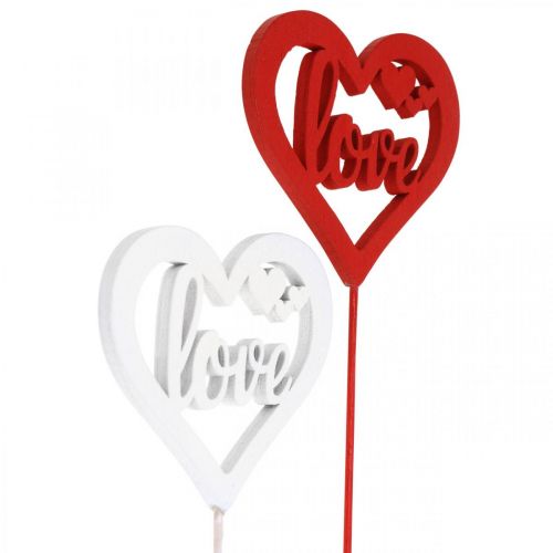 Article Bouchon fleur coeur rouge bouchon décoratif en bois Love 7cm 12pcs