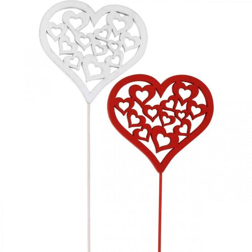 Article Bouchon fleur coeur rouge, blanc Bouchon décoratif Saint Valentin 7cm 12pcs