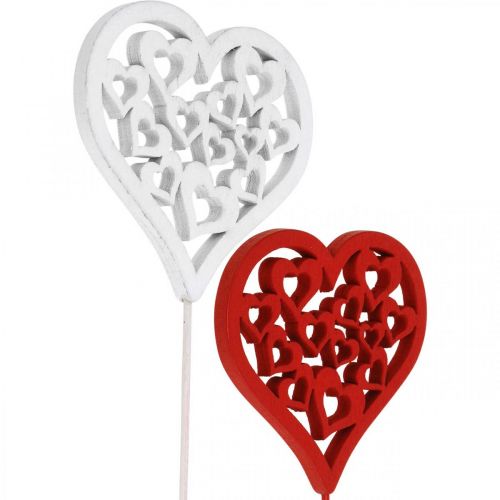 Article Bouchon fleur coeur rouge, blanc Bouchon décoratif Saint Valentin 7cm 12pcs