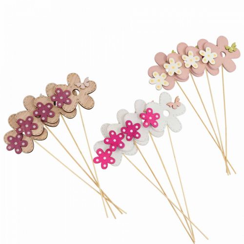 Floristik24 Bouchons fleur bois fleur papillon coloré Ø10cm 12pcs