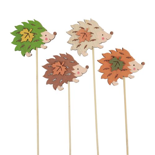 Floristik24 Bâton de fleur en bois Décoration Hérisson Marron Vert 8×6cm 12 pcs