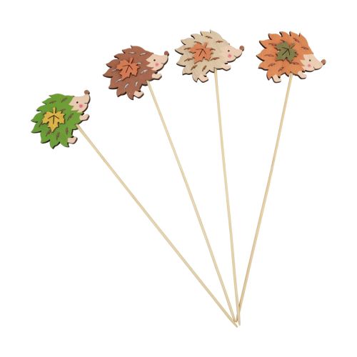 Bouchon à fleurs en bois décoration hérisson marron vert 8×6cm 12pcs