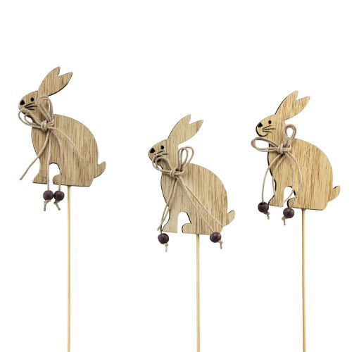 Article Bouchon à fleurs en bois lapin de Pâques décoration 8cm x 6cm 12pcs