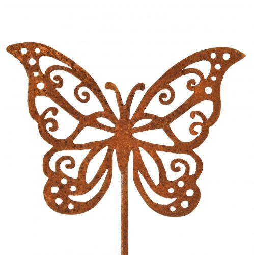 Article Bouchon fleur métal rouille décoration papillon 10x7cm