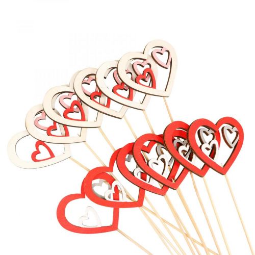 Article Bouchon de fleur Bouchon décoratif Saint Valentin coeur rouge 7cm 12 pcs