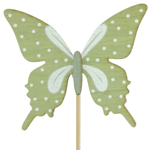 Article Bouchon de fleur papillon en bois avec plume 8x7cm 12 pcs
