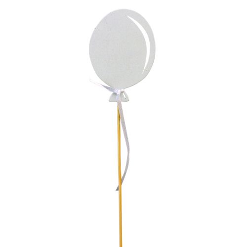 Floristik24 Bouchon de fleur bouquet décoration gâteau topper ballon blanc 28cm 8 pcs