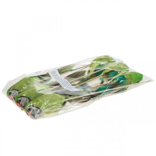 Floristik24 Bouchon fleur oiseau, déco perroquet vert 23×4.5×5.5cm 6pcs