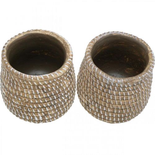 Floristik24 Pot de fleur Boho look tressé pot céramique Ø6cm H7.5cm 4pcs