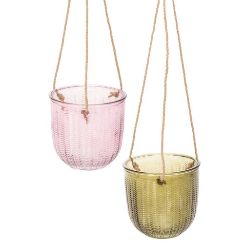 Pot de fleurs/lanterne suspendue en verre, violet/vert, 14 cm, lot de 2 acheter | Floristik24.be