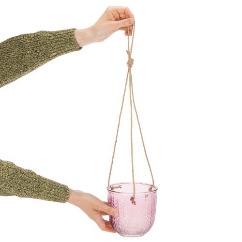 Pot de fleurs/lanterne suspendue en verre, violet/vert, 14 cm, lot de 2 | Floristik24.be
