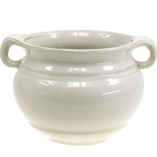 Article Pot de Fleurs avec Anse Jardinière Pot de Fleurs en Céramique Blanc Ø14cm