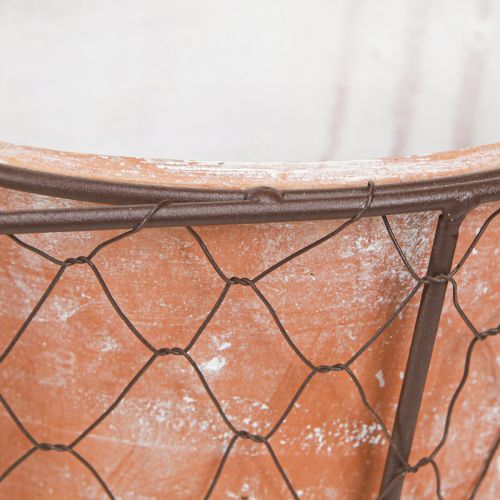Article Pot de fleur panier en fil de céramique terre cuite marron L38,5cm