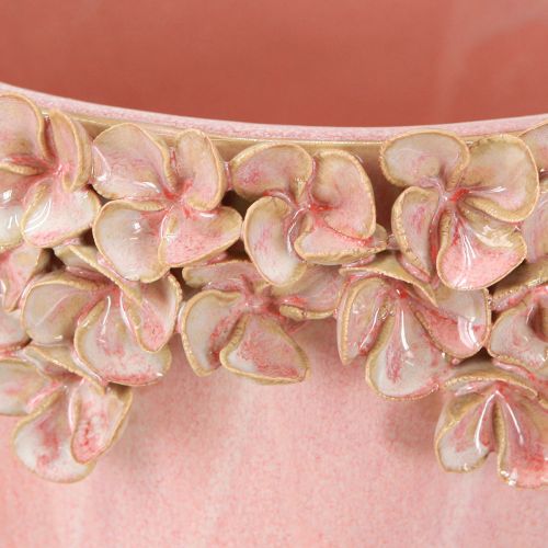 Article Cache-pot en céramique avec bordure fleurie rose Ø19cm H16.5cm