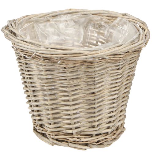Floristik24 Pot de fleur panier saule naturel gris blanc Ø20cm H16cm 2pcs