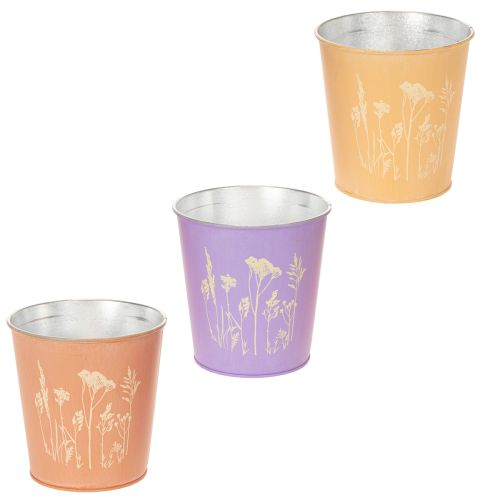 Pot de fleurs rond aux couleurs pastel, orné de motifs floraux, pour plantes d'intérieur, 12 cm, lot de 3. acheter | Floristik24.be
