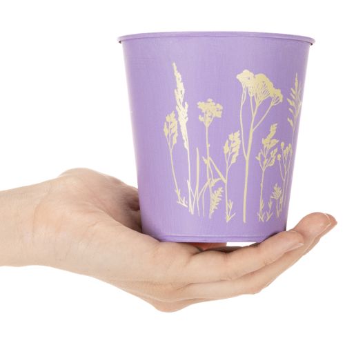 Set de 3 cache-pots métalliques motifs floraux pastel 10 cm | Floristik24.be