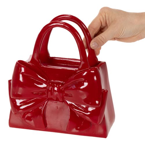 Vase décoratif en forme de sac à main avec nœud, finition brillante, 22 cm | Floristik24.be