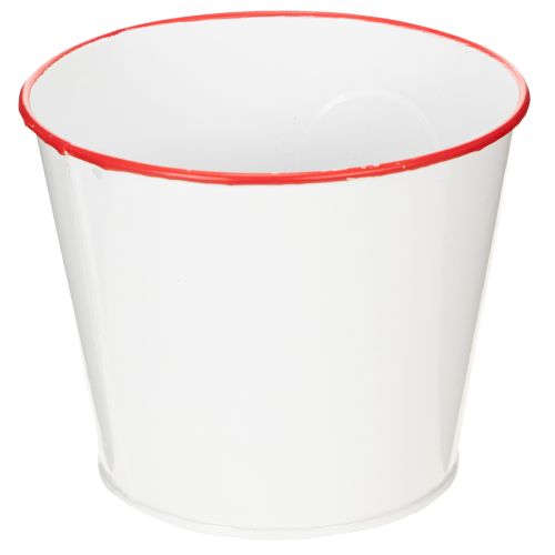 Article Pot de fleurs blanc à cœur rouge, jardinière, Ø13cm H10,5cm