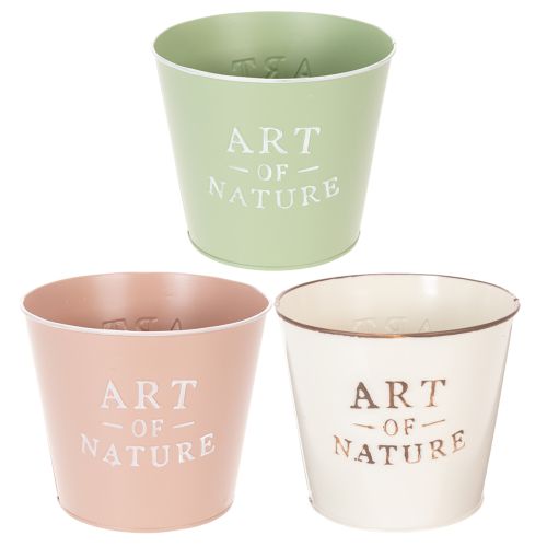 Lot de 3 cache-pots ronds en métal style vintage - 17 cm